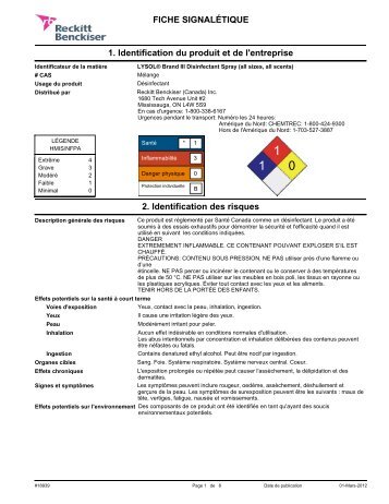 FICHE SIGNALÃTIQUE 1. Identification du produit et de l ... - E-Way.ca