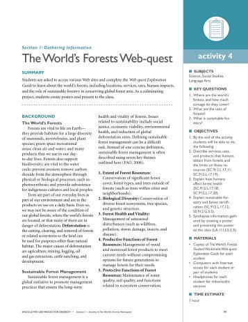 The World's Forests Web-quest - School of Forest Resources ...