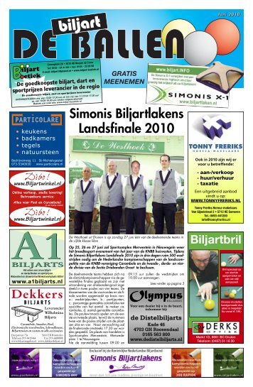 Simonis Biljartlakens Landsfinale 2010 - De Biljart Ballen