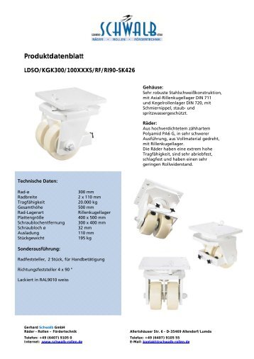 Produktdatenblatt - Schwalb Rollen