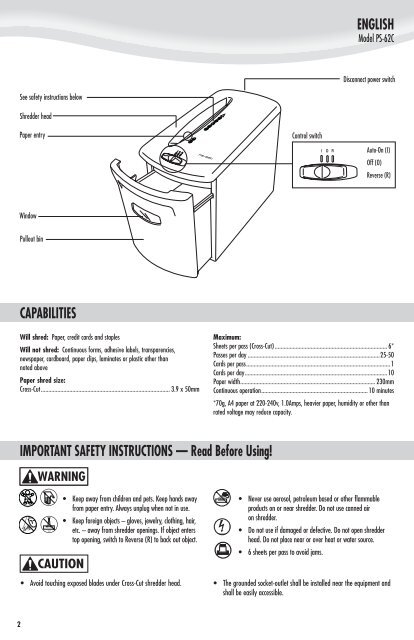 PS-62C Manual - Fellowes