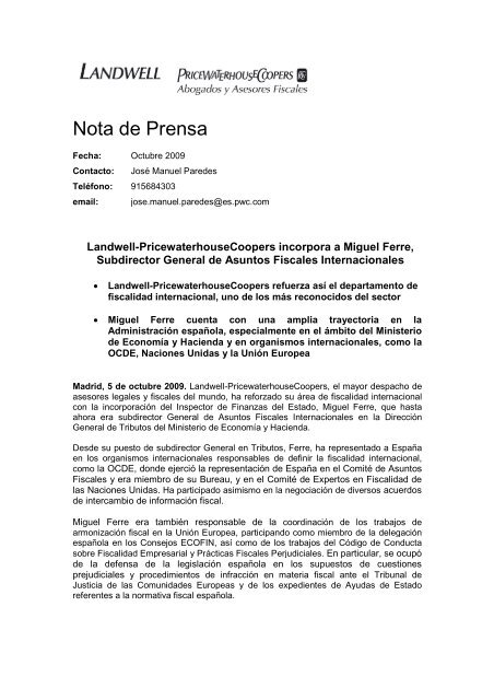 Nota de Prensa - pwc