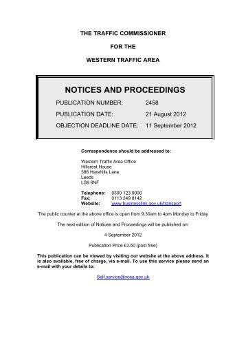 notices and proceedings - Driver and Vehicle Licensing Agency