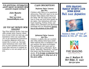 Fall 2012 Aquatics - Five Seasons Sports Club