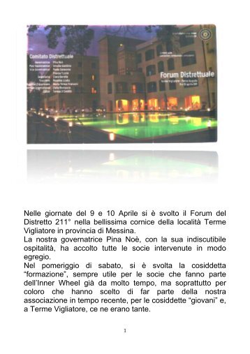 Distr 211 - Forum Distrettuale - Inner Wheel Italia
