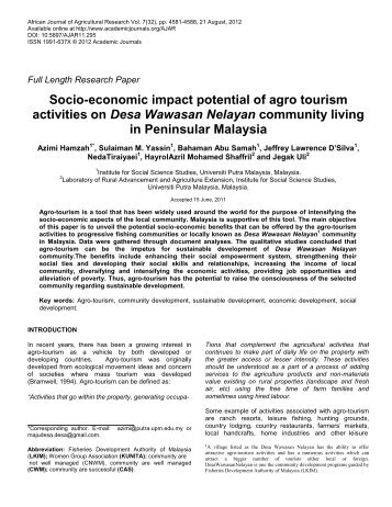 Socio-economic impact potential of agro tourism activities on Desa ...