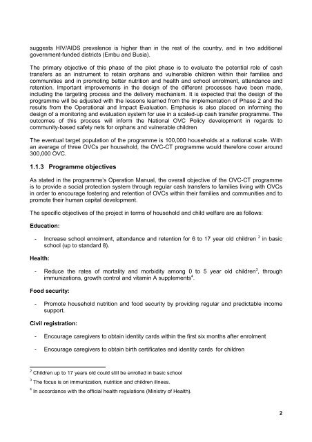 Kenya OVC-CT Programme Operational and Impact Evaluation