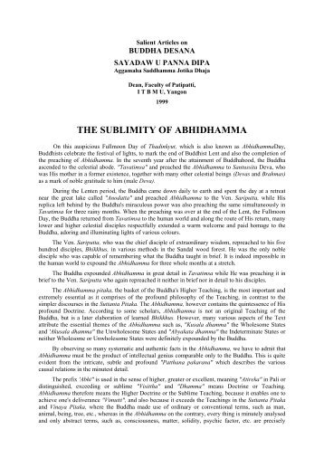 THE SUBLIMITY OF ABHIDHAMMA - Abhidhamma.com