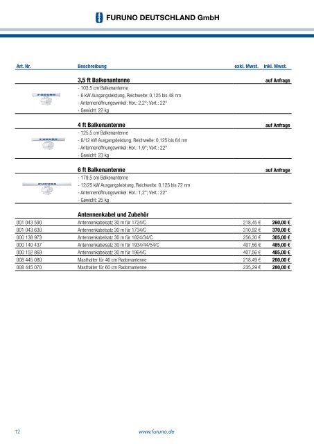 PREISLISTE - FURUNO DEUTSCHLAND