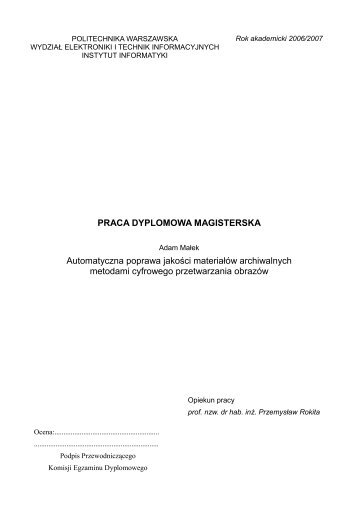 PRACA DYPLOMOWA MAGISTERSKA Automatyczna poprawa ...