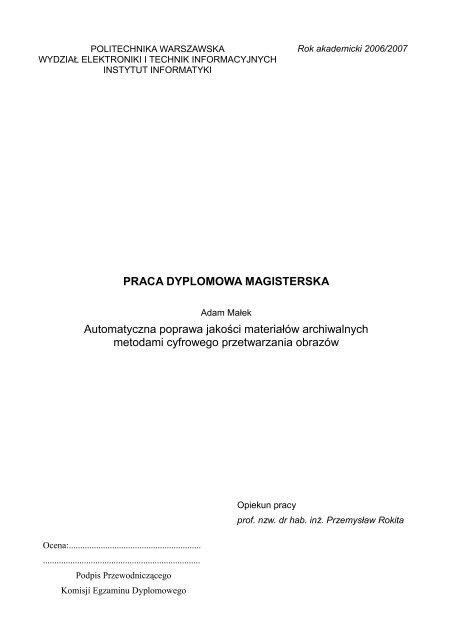 PRACA DYPLOMOWA MAGISTERSKA Automatyczna poprawa ...