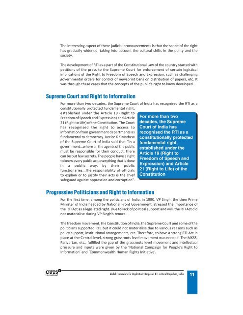 Usages of RTI in Rural Rajasthan, India - Consumer Unity & Trust ...