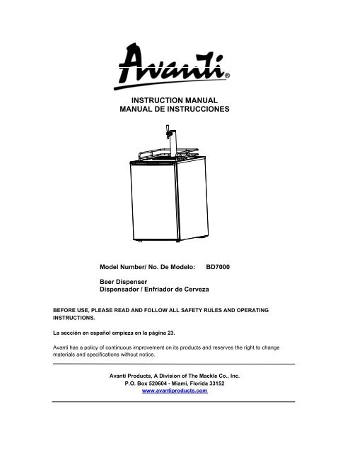 instruction manual manual de instrucciones - Designer Appliances