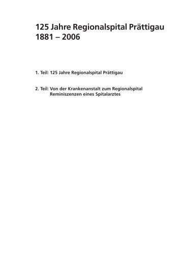 125 Jahre Regionalspital Praettigau Festschrift - Flury Stiftung