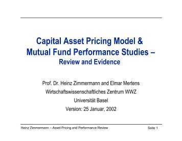 Capital Asset Pricing Model & Mutual Fund Performance Studies â