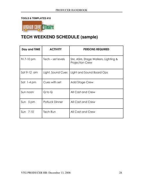 PRODUCER HANDBOOK - Langham Court Theatre
