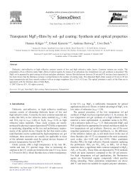 Transparent MgF2-films by solâgel coating: Synthesis and optical ...