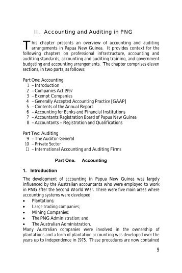 9 II. Accounting and Auditing in PNG