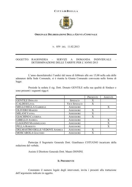 Tariffe Cimiteriali - Comune di Biella
