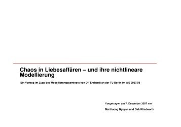 Chaos in LiebesaffÃ¤ren â und ihre nichtlineare Modellierung