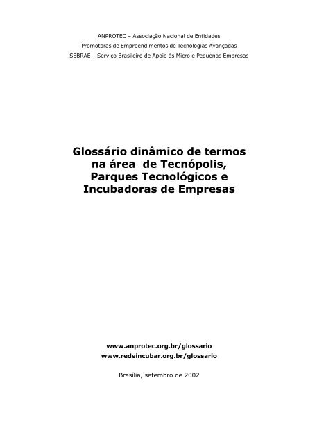 Glossário dinâmico de termos na área de Tecnópolis, Parques ...