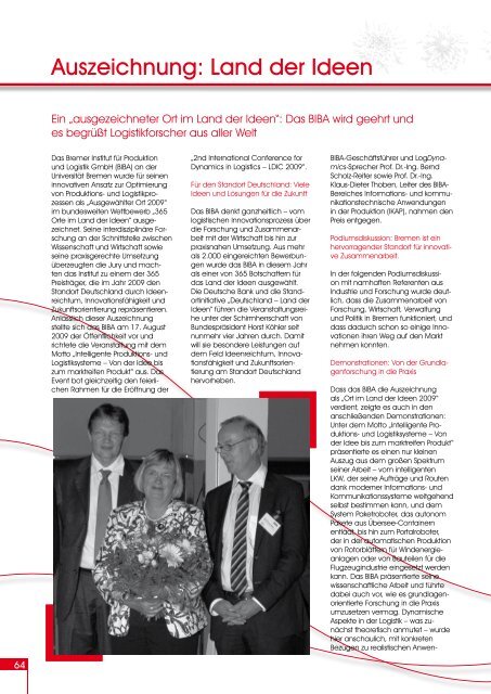 Jahresbericht 2009 - Biba - UniversitÃ¤t Bremen