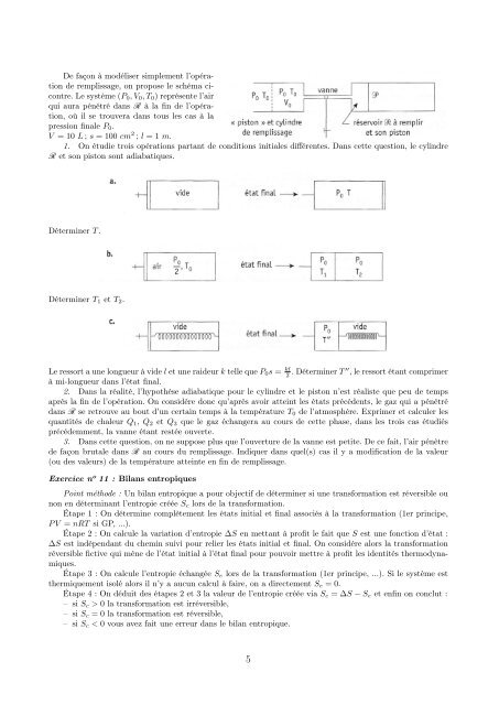 TD de Physique no 2 : Thermodynamique