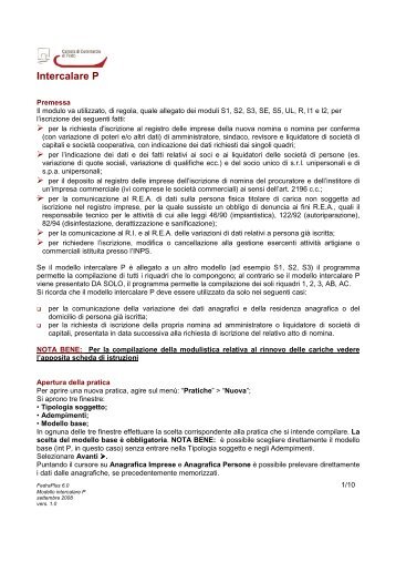 Fedra - Istruzioni compilazione Intercalare P - CCIAA di Prato