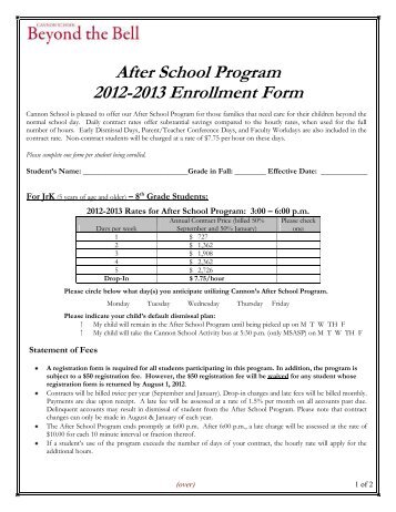 After School Care - Cannon School