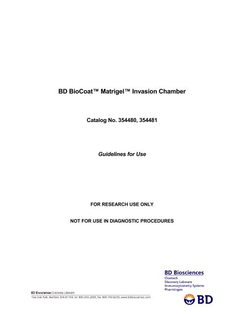 BD BioCoat Matrigel Invasion Chamber - BD Biosciences