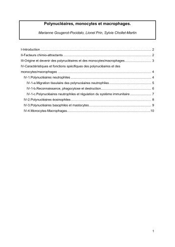 Polynucléaires, monocytes et macrophages - ASSIM