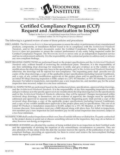 Certified Compliance Program (CCP) - Woodwork Institute