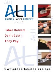 Label Holders Don't Cost - They Pay! - Aigner Label Holders, Labels