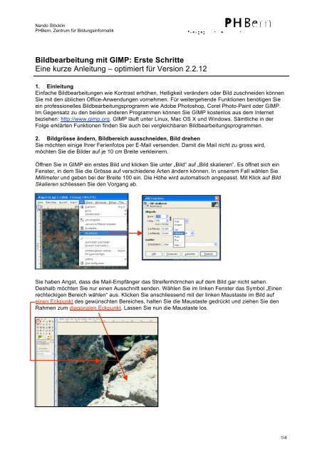 Bildbearbeitung Mit Gimp Erste Schritte Eine Kurze Anleitung