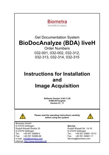 BioDocAnalyze (BDA) liveH - Biometra