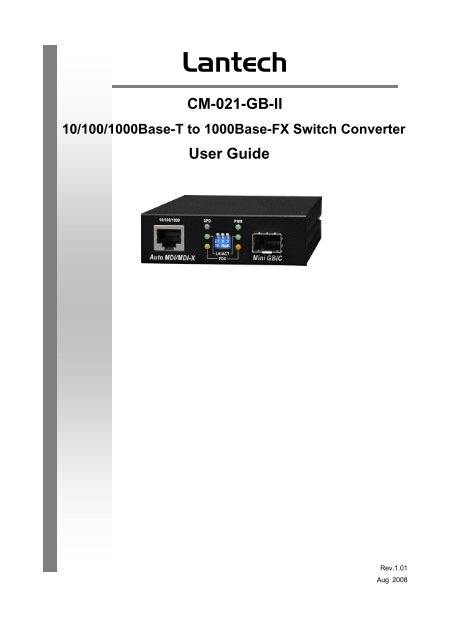 CM-021-GB-II 10/100/1000Base-T to 1000Base-FX Switch ...