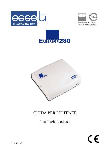 Manuale Europa 280 STAR - Esse-ti Telecomunicazioni