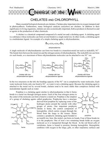 Chelates and Chlorophyll