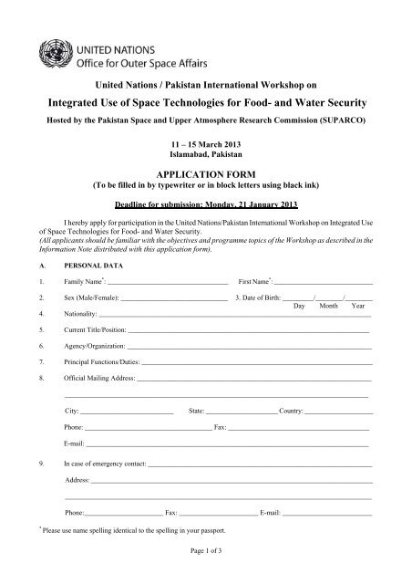 Application Form (PDF) - United Nations Office for Outer Space Affairs