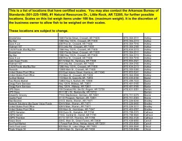 Certified Scales - Arkansas Game and Fish Commission
