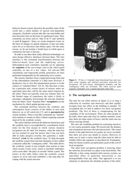 SSS: A Hybrid Architecture Applied to Robot Navigation - CiteSeerX