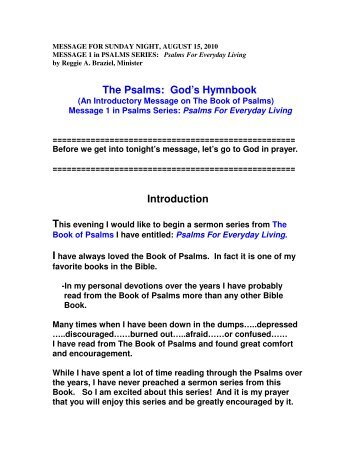 The Psalms: God's Hymnbook - Christian Hope Church Home