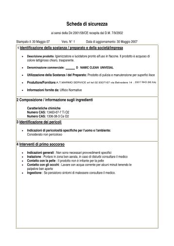 Scheda Sicurezza UNIVERSAL.pdf - Siqurcatering.it