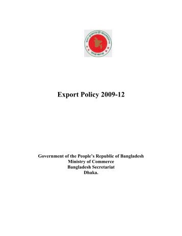 Export Policy of Bangladesh