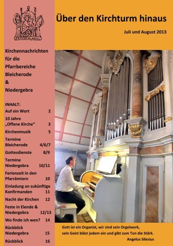 Kirchennachrichten der Pfarrbereiche Bleicherode & Niedergebra ...