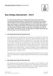 Das Heilige Abendmahl – Teil II