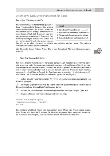 Alternative Schutzmechanismen für Excel