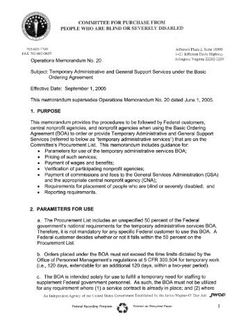 Memorandum Number 20 (PDF) - AbilityOne