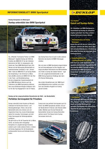 INFORMATIONSBLATT BMW Sportpokal Dunlop ... - BMW Motorsport