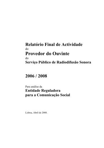 Relatório de Actividade 2007 - RTP